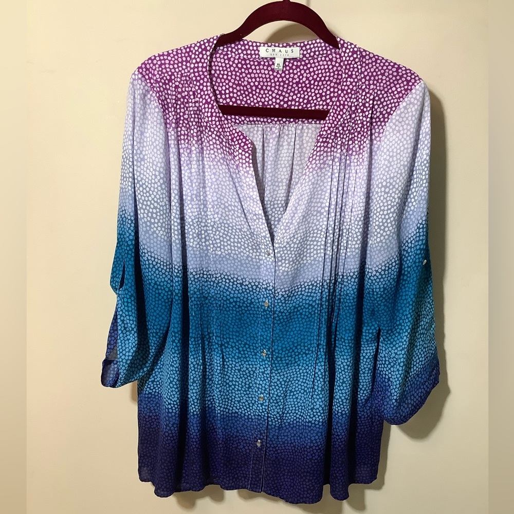 Chaus Purple and Blue Ombre Blouse